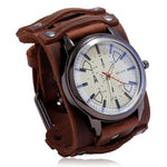 Montre Quartz Homme Cuir Large - Bracelet Vachette Vintage ou Punk - Vignette | Steampunk Store
