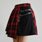Mini Jupe Harajuku Punk Asymétrique — tartan rouge & noir