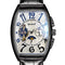 Montre Automatique Tonneau Homme à Cœur Ouvert - Noir, cadran blanc