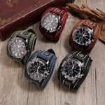 Montre Quartz Homme Cuir Large - Bracelet Vachette Vintage ou Punk - Vignette | Steampunk Store