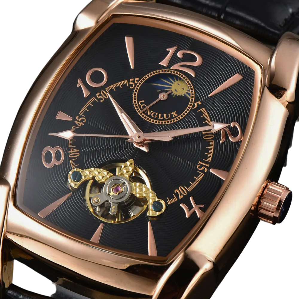 Montre Rectangulaire Homme Vintage Squelette Art Déco