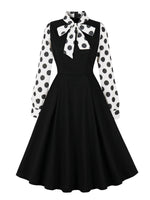 Vintage Black and White Polka Dot Dress - Vignette | Steampunk Store