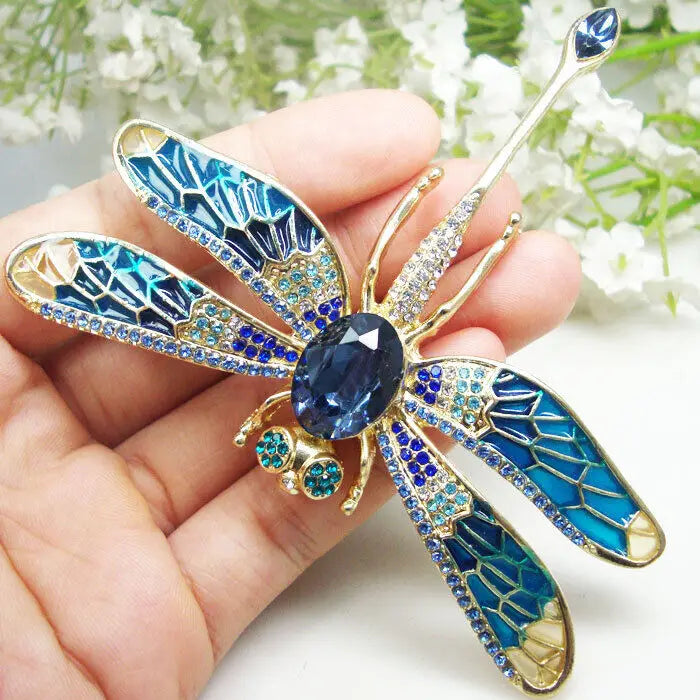 Broche Vintage En Forme De Libellule - Bijou Ancien - Occasion