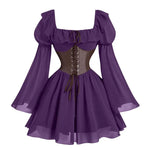 Robe Renaissance Médiévale Femme — Manches Longues Princesse à Taille Cintrée - Vignette | Steampunk Store