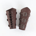 Braçadeiras Steampunk em Couro - Proteção de Braço Viking com Fivelas e Cordões - Vignette | Steampunk Store