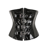 Punk PVC-korset met gespen - Zwart of rood - Vignette | Steampunk Store