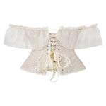 Beige Bardot Corset with Ruffles - Vignette | Steampunk Store