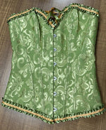 Sage Green Victorian Jacquard Corset - Vignette | Steampunk Store