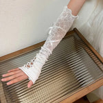 Lange Gotische Handschoenen met Veters - Punkkant - Vignette | Steampunk Store