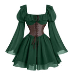Robe Renaissance Médiévale Femme — Manches Longues Princesse à Taille Cintrée - Vignette | Steampunk Store
