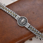 Bracelet Lion et Rotin Homme en Argent S925 - Vignette | Steampunk Store