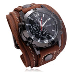 Montre Quartz Homme Cuir Large - Bracelet Vachette Vintage ou Punk - Vignette | Steampunk Store