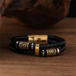 Bracelet Viking en Cuir Tressé et Acier - Vignette | Steampunk Store