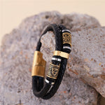 Bracelet Viking en Cuir Tressé et Acier - Vignette | Steampunk Store