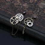 Antike Steampunk Ohrringe — Bronze-Zahnräder & Kette - Vignette | Steampunk Store