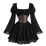 Robe Renaissance Médiévale Femme — Manches Longues Princesse à Taille Cintrée - Vignette | Steampunk Store