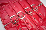 Punk PVC-korset met gespen - Zwart of rood - Vignette | Steampunk Store