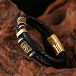 Bracelet Viking en Cuir Tressé et Acier - Vignette | Steampunk Store