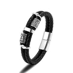 Bracelet Viking en Cuir Tressé et Acier - Vignette | Steampunk Store