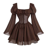 Robe Renaissance Médiévale Femme — Manches Longues Princesse à Taille Cintrée - Vignette | Steampunk Store