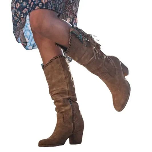 Bottes Femme Western - — pampilles suède, esprit Far West