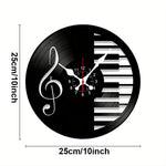 Horloge Vinyle Piano - Notes de Musique - Vignette | Steampunk Store