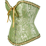 Sage Green Victorian Jacquard Corset - Vignette | Steampunk Store