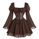 Robe Renaissance Médiévale Femme — Manches Longues Princesse à Taille Cintrée - Vignette | Steampunk Store