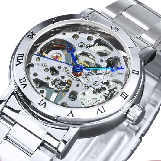 Women's Silver Skeleton Watch