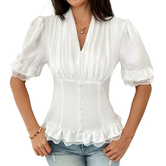 Chemisier Style Victorien Blanc