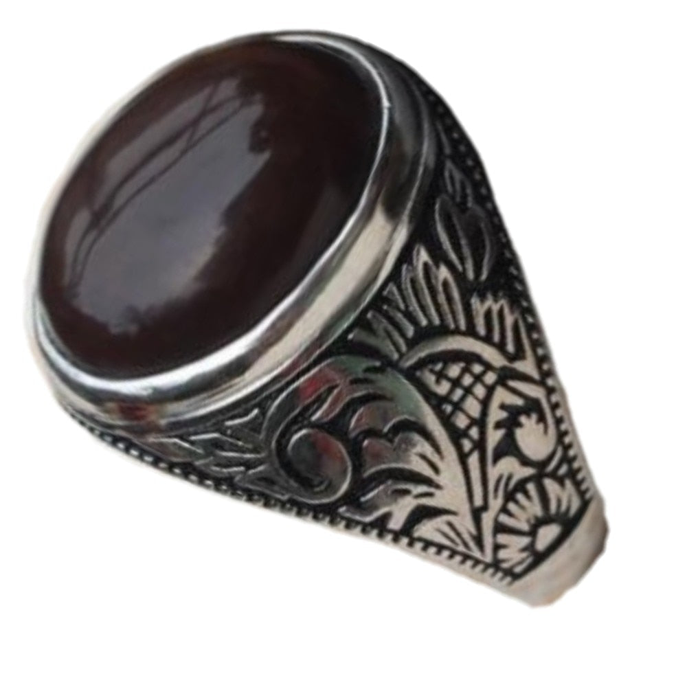 Bague Punk Rétro Argent 925 Avec Pierre – Style Dragon Tigre Vintage Pour Homme, Réglable 58-62 Mm