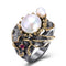 Gothic Style Ring - Black & Pearl