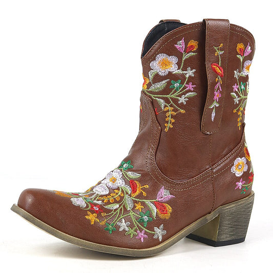 Vintage Women's Embroidered Ankle Boots