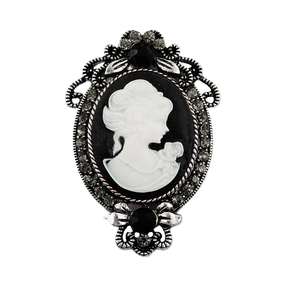 Ancienne Broche Camée En Résine Dorée - Vintage, Bijou Fantaisie