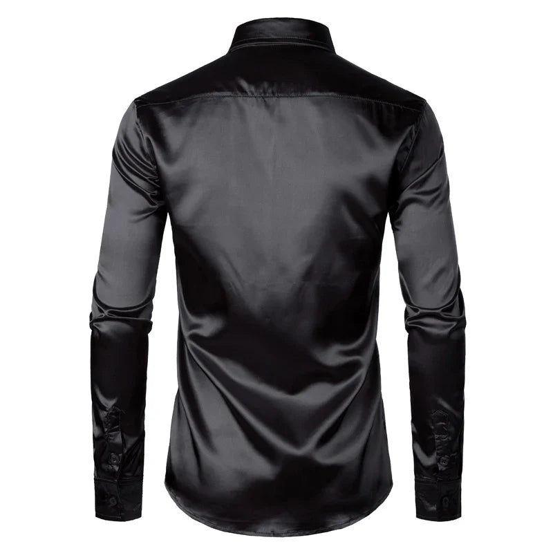 Chemise satin homme luxe sale