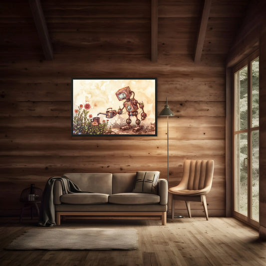 Peinture Steampunk Robot - Ode Mécanique et Botanique