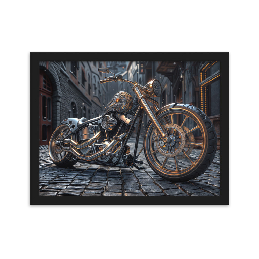 Tableau Cadre Bois Moto Motorhead - Rétro USA - 70 X 50 Cm - Neuf