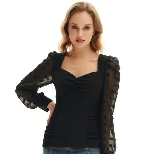 Top Manche Transparente et Délicates