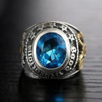 Men's Turquoise Silver Ring - Celtic Lamb - Vignette | Steampunk Store