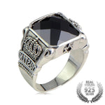 Obsidian Ring for Men - Silver - Vignette | Steampunk Store