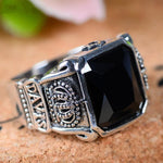 Obsidian Ring for Men - Silver - Vignette | Steampunk Store