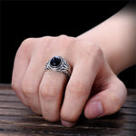 Men's Silver Onyx Signet Ring - Ring of Avalon - Vignette | Steampunk Store
