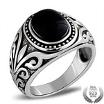 Men's Silver Onyx Signet Ring - Ring of Avalon - Vignette | Steampunk Store