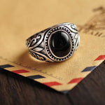 Men's Silver Onyx Signet Ring - Ring of Avalon - Vignette | Steampunk Store