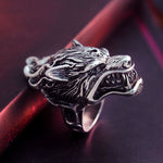 Wolf Head Ring Silver - Fenrir - Vignette | Steampunk Store