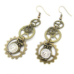 Steampunk earrings Mechanical Owls - Vignette | Steampunk Store