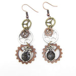 Steampunk earrings Mechanical Owls - Vignette | Steampunk Store
