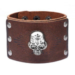 Men's Skull Leather Bracelet - Vignette | Steampunk Store