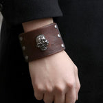 Men's Skull Leather Bracelet - Vignette | Steampunk Store