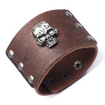 Men's Skull Leather Bracelet - Vignette | Steampunk Store
